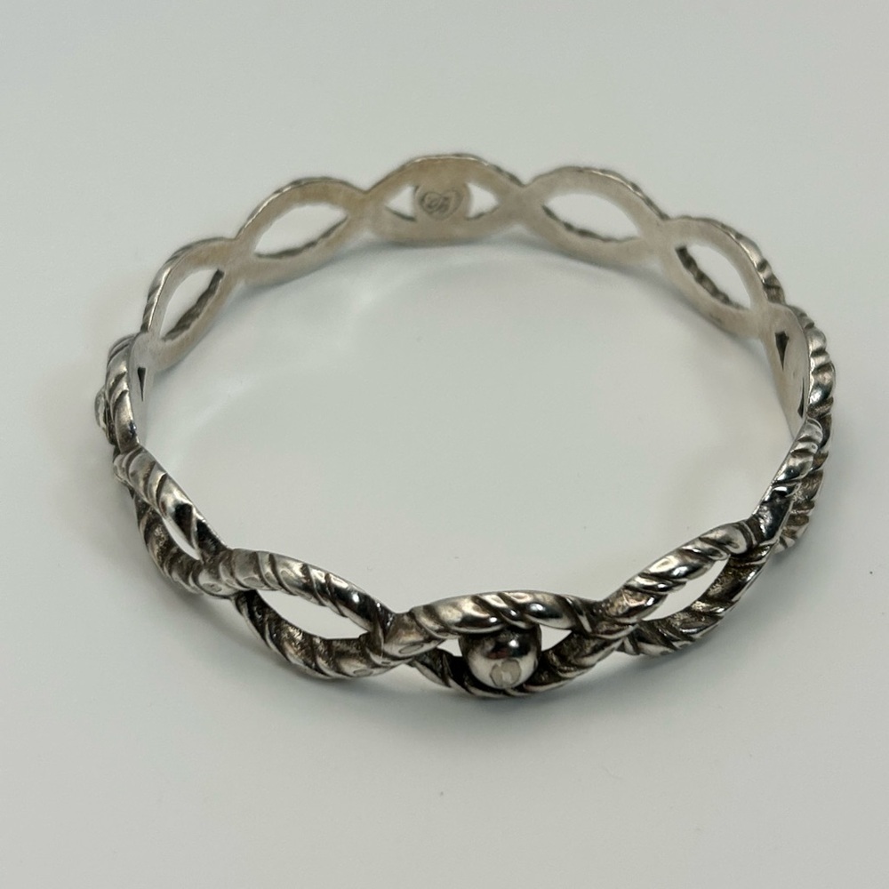 Brighton Jewelry Twisted Bangle Bracelet Silver Plated Clear Crystal Vintage - Picture 5 of 12